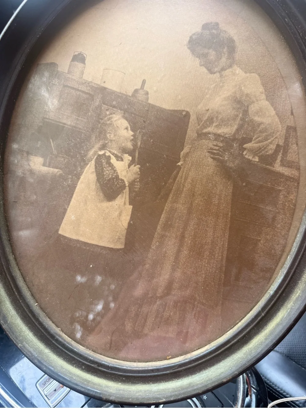 Vintage Oval Sepia Family Wall Art - Brown Frame R Hendrickson